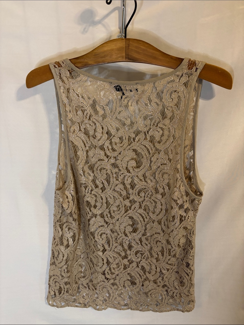 Karen Kane Taupe Beige Sheer Lace Tank Top XS - Picture 4 of 4